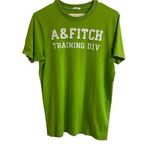 Abercrombie & Fitch Mens Size M Muscle T-Shirt Green Logo Spellout Preppy Y2K